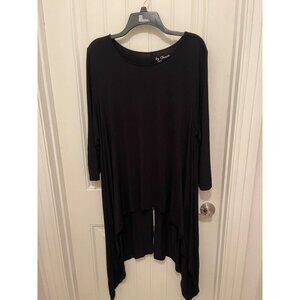 Asymmetrical Black Tunic Dress By‎ Chicos Size 3 Whimsy Goth, Flowing
